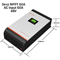 Los mejores  - wccsolar Inversor Onda Pura 3kva 5kva Pura Hibrido 24V 48V Regulador 50A MPPT 60A Cargador 30Aamp y 60Amp (5Kva 48V…